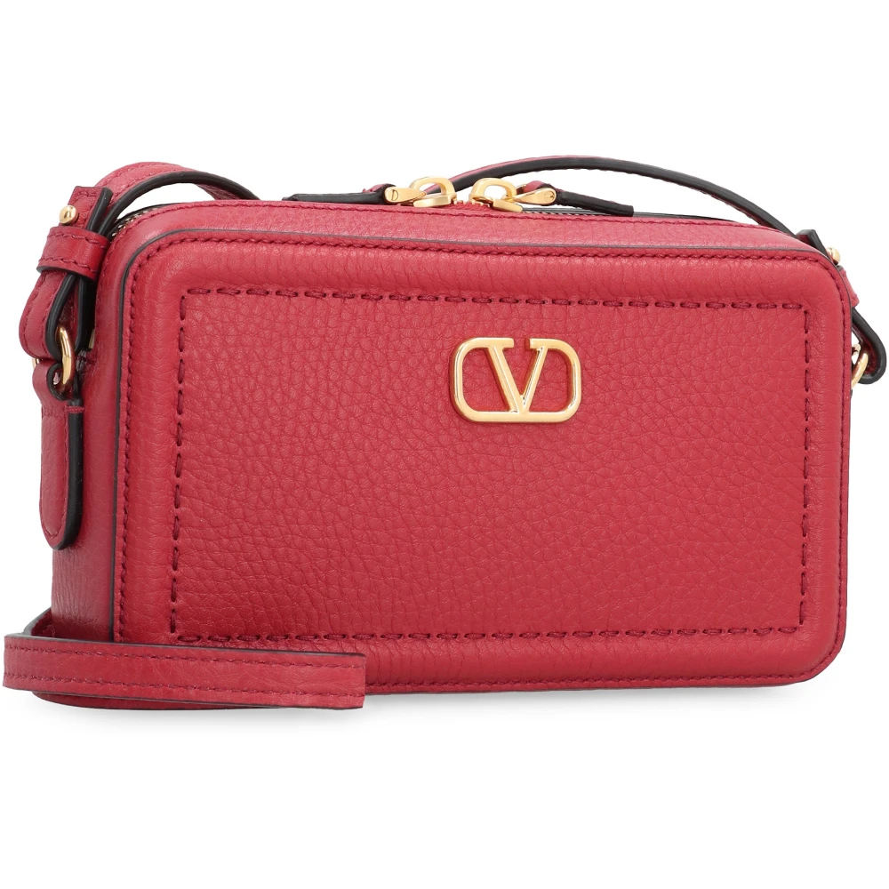 Valentino Leren Mini Schoudertas Red Dames
