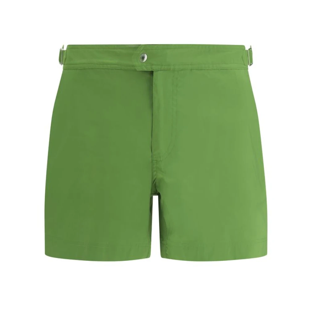 Tom Ford Men's Green Beachwear, L, Bicolor Polyester Swim Shorts