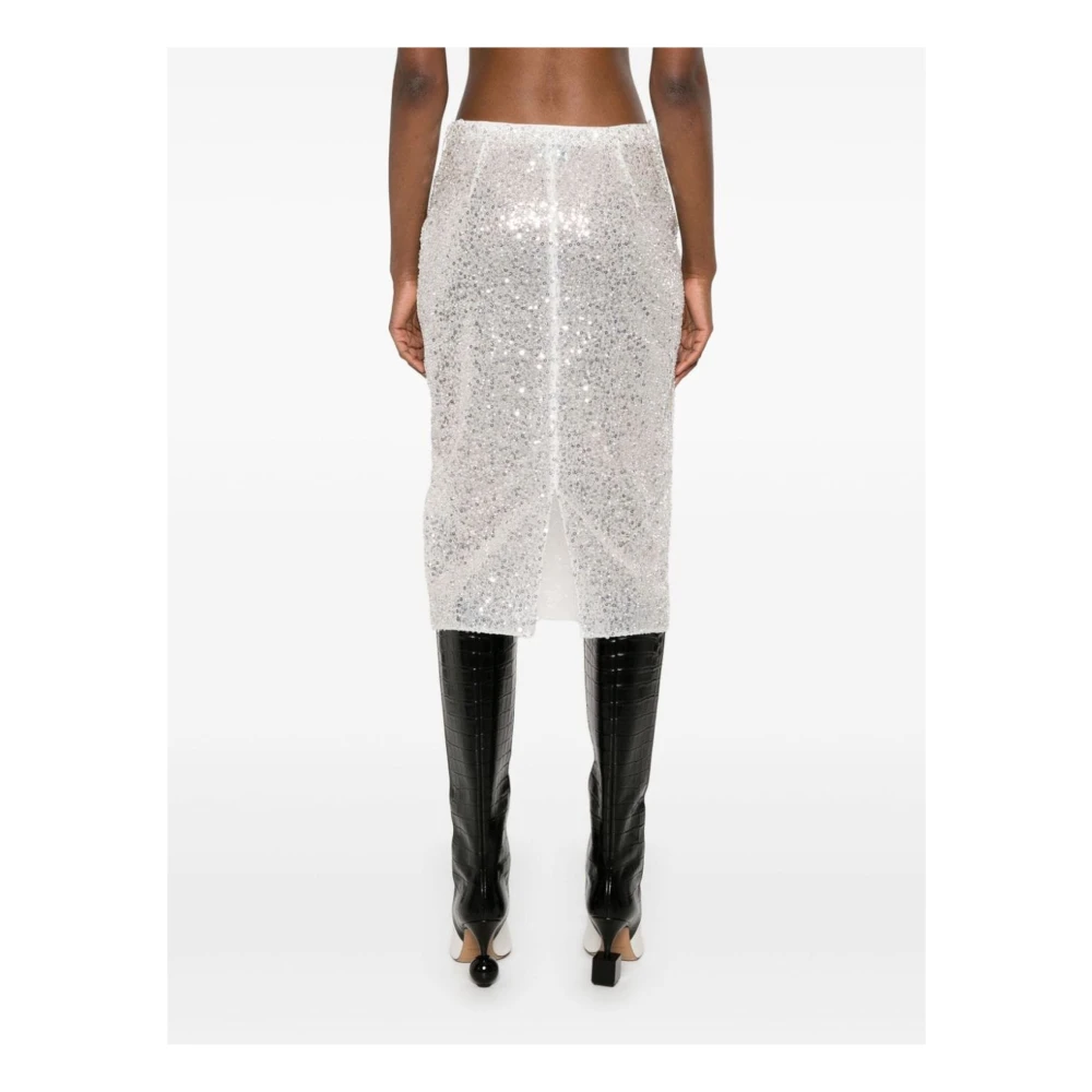 Casablanca Pailletten Mesh Midi Rok Zilver Gray Dames