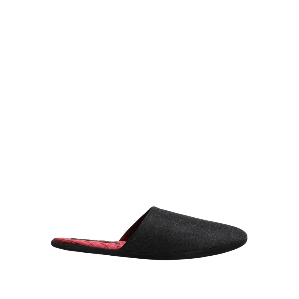 Dolce & Gabbana Men's Gray Quilted Wool Cashmere Slippers