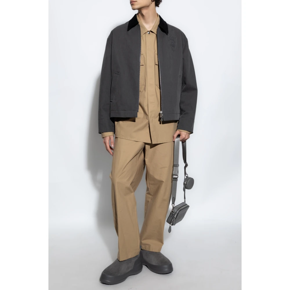 Burberry Jas met Corduroy Kraag Gray Heren
