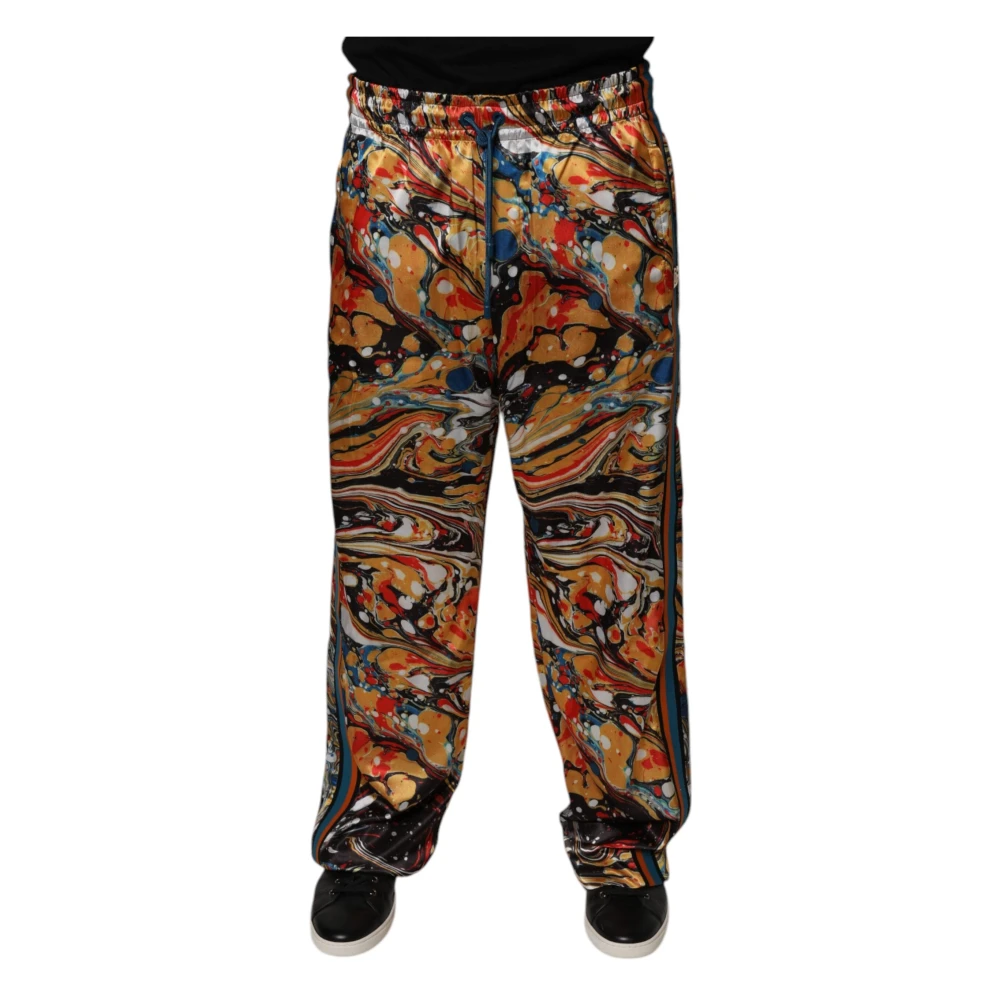 Dolce & Gabbana Herren Multicolor Marmor Satin-Trainingshose