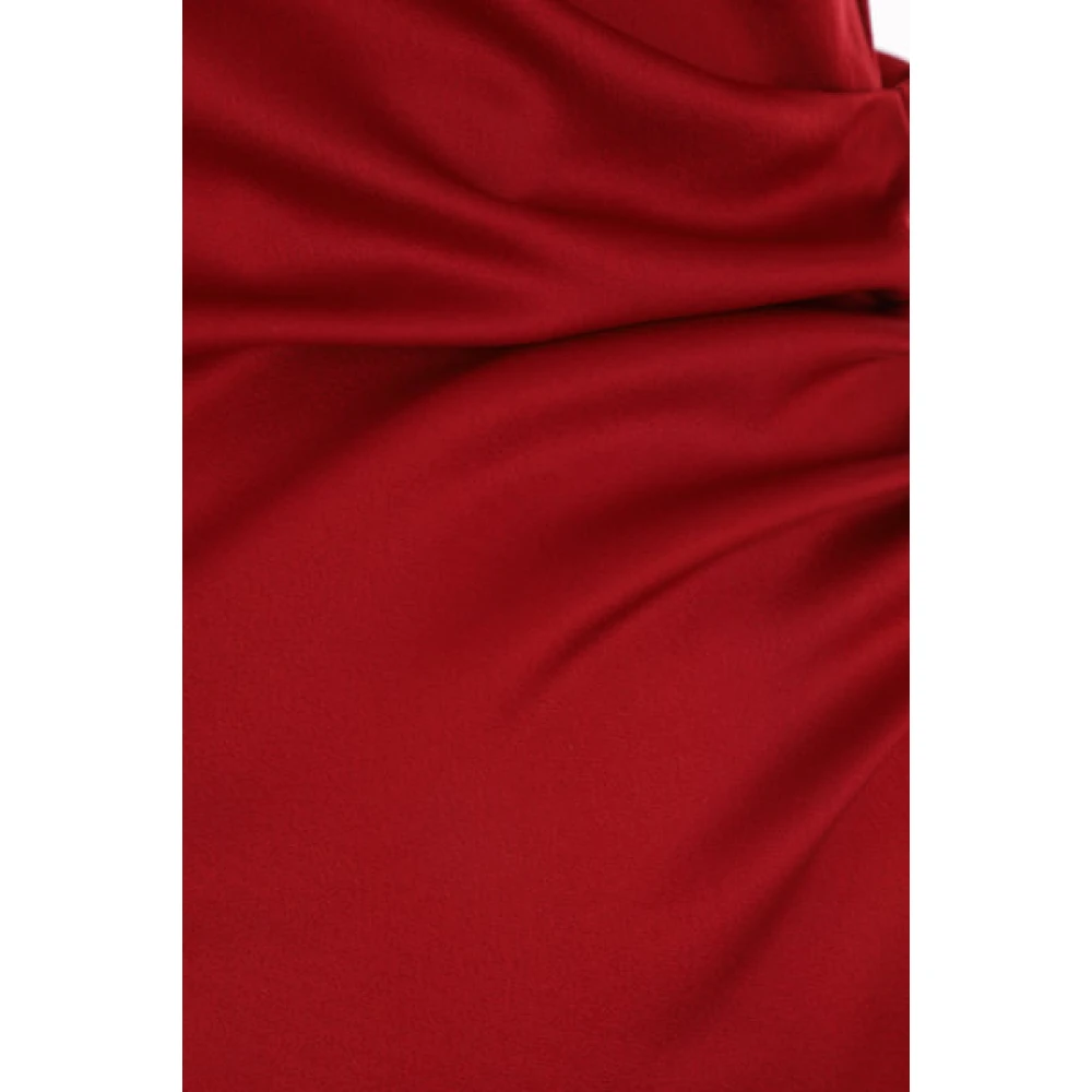 Del Core Rode Envers Satijnen Lange Jurk met Asymmetrische Halslijn en Zijdelingse Split Red Dames