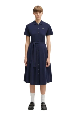 Flared Mini Piqué Polo Dress