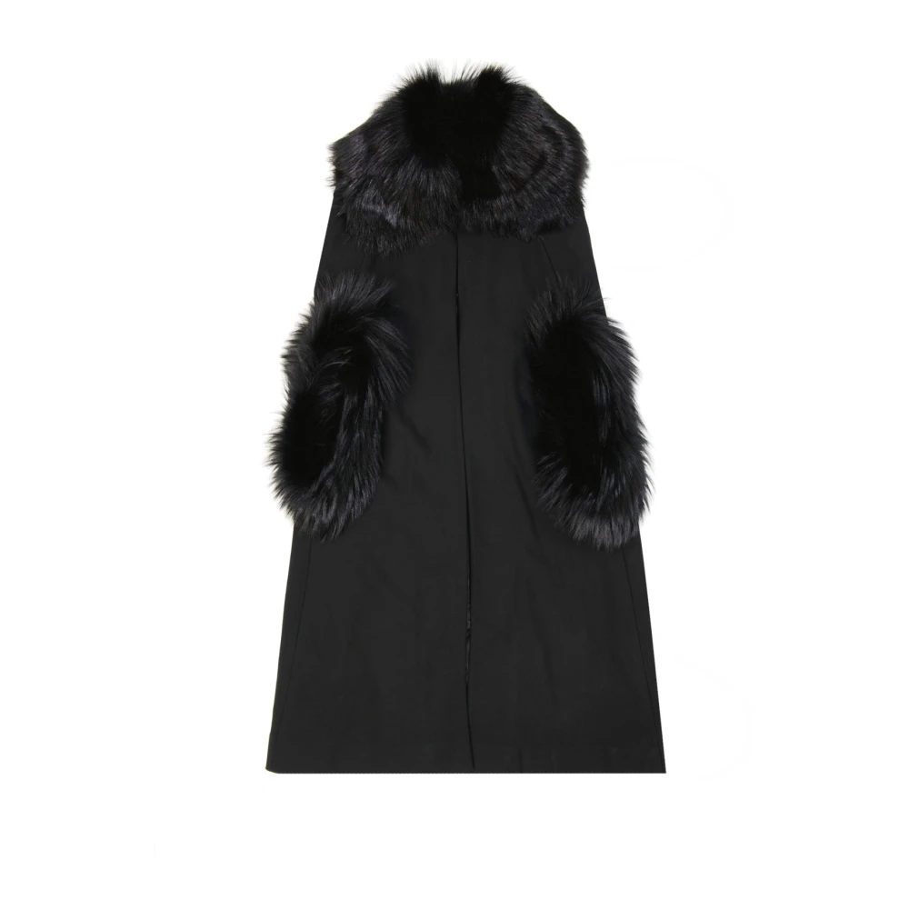 Dolce & Gabbana Bont Lange Jas met Vossen Kraag Black Dames