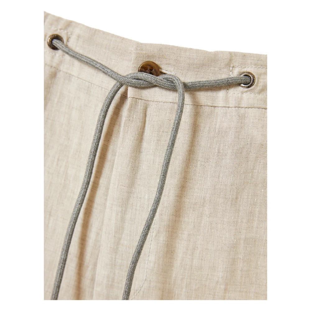 Corneliani Linnen trekkoordbroek met zakken Beige Heren