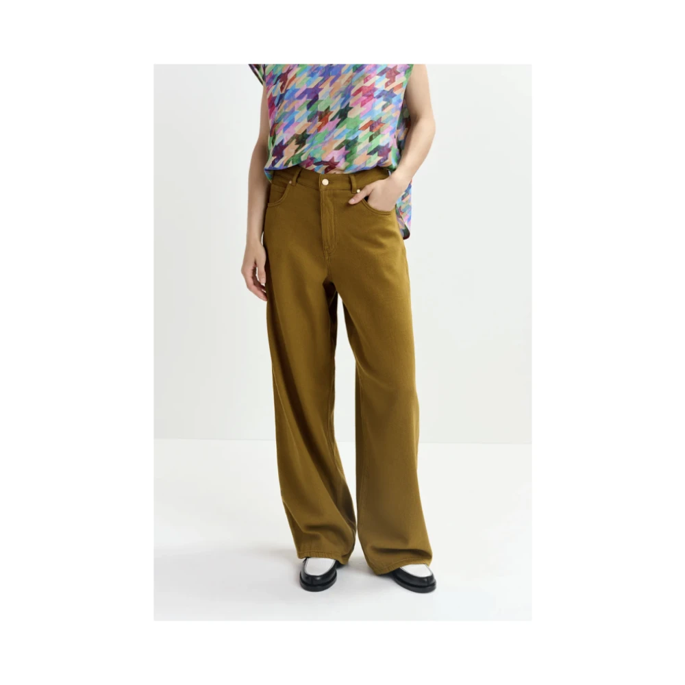 Essentiel Antwerp Wijde Pijp Denim Jeans Brown Dames
