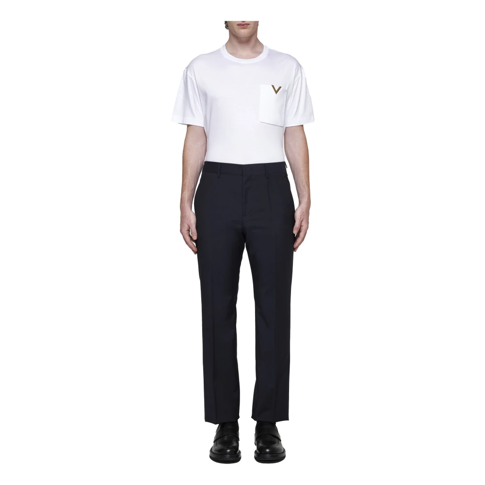 Valentino Wit T-shirt met V-logo plaque White Heren