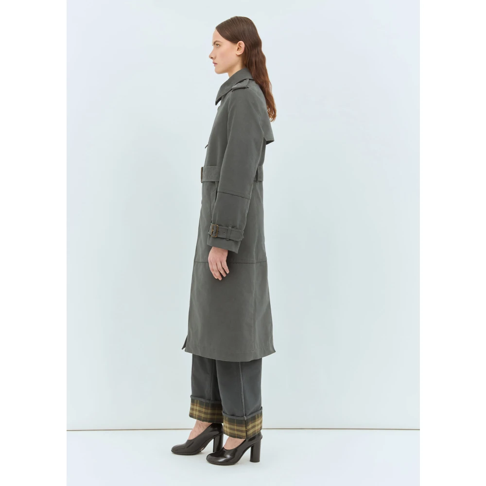 Burberry Geruite Gevoerde Trenchcoat Gray Dames
