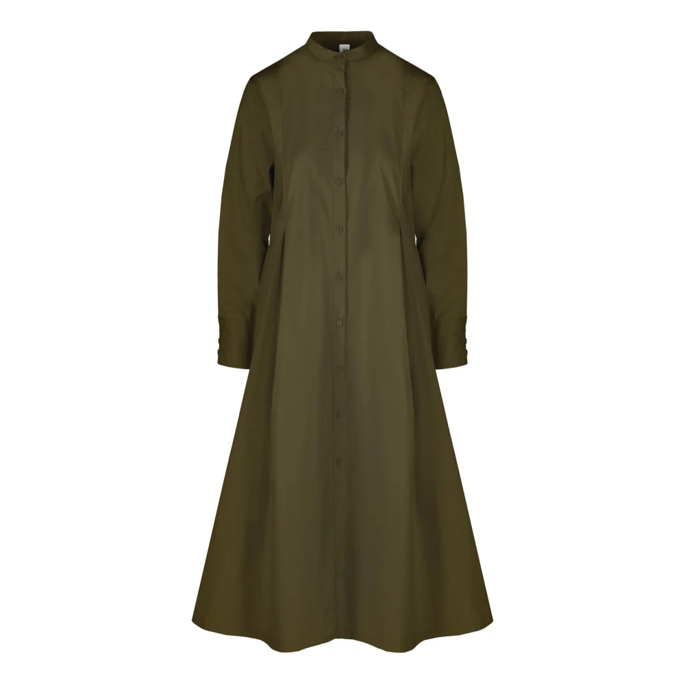 BomBoogie Casual Mandarin Collar Shirt Dress Green Dames