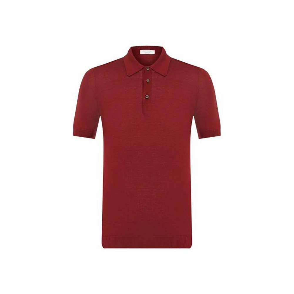 Gran Sasso Zijden Tennis Polo Shirt Red Heren