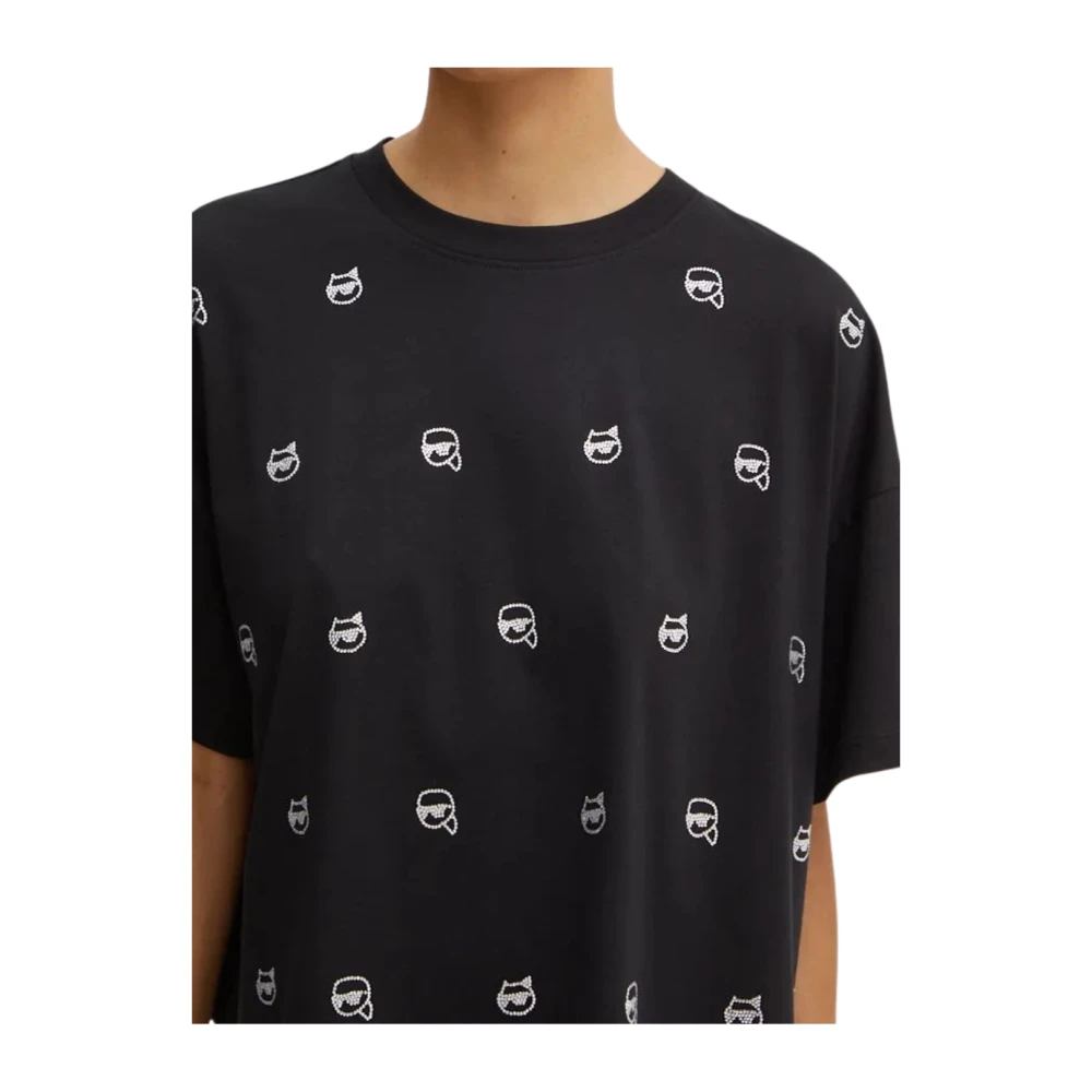 Karl Lagerfeld T-shirt iconisch 2.0 rs aop t-shirt 246w1701 Black Dames