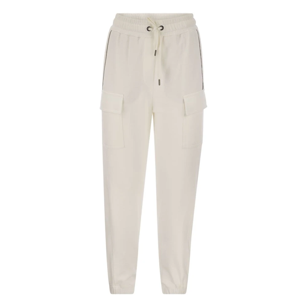 Brunello Cucinelli Donna Bianco - Drawstring Cargo Track Pants - Trousers - M