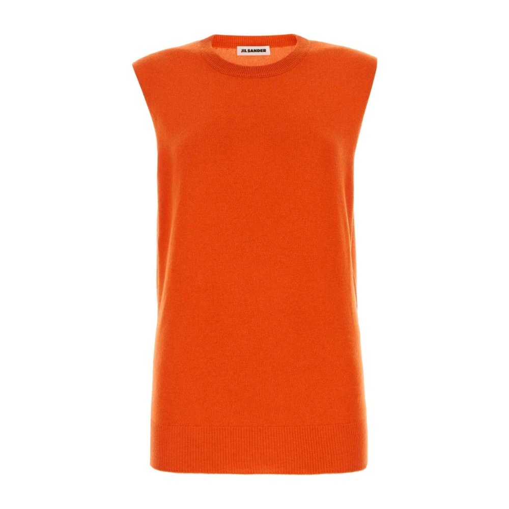 Jil Sander Lyxig Cashmere Ärmlös Väst Orange, Dam