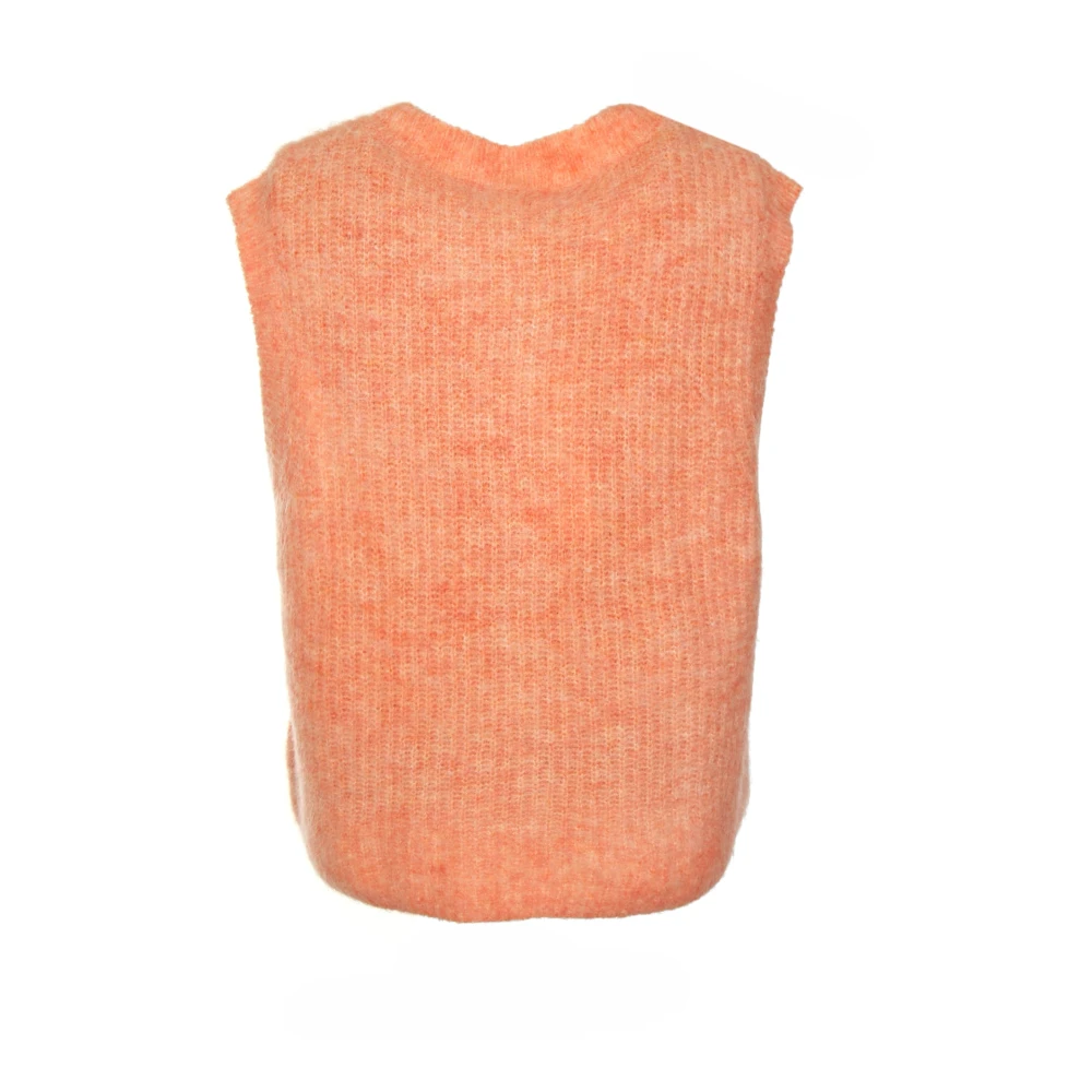 American vintage Mouwloze Cardigan met knoopsluiting Orange Dames