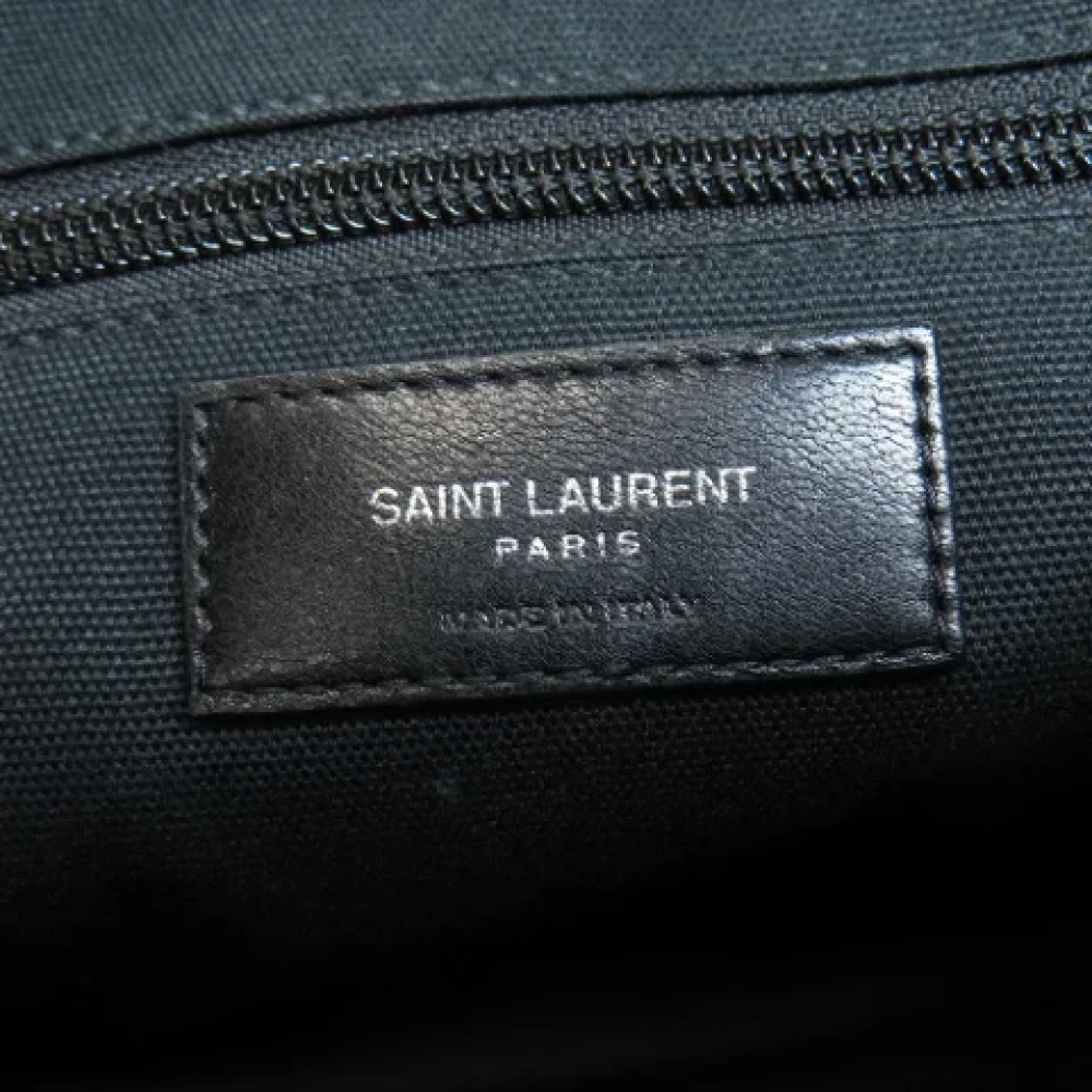 Saint Laurent Vintage Tweedehands Zwarte Canvas Schoudertas Black Dames