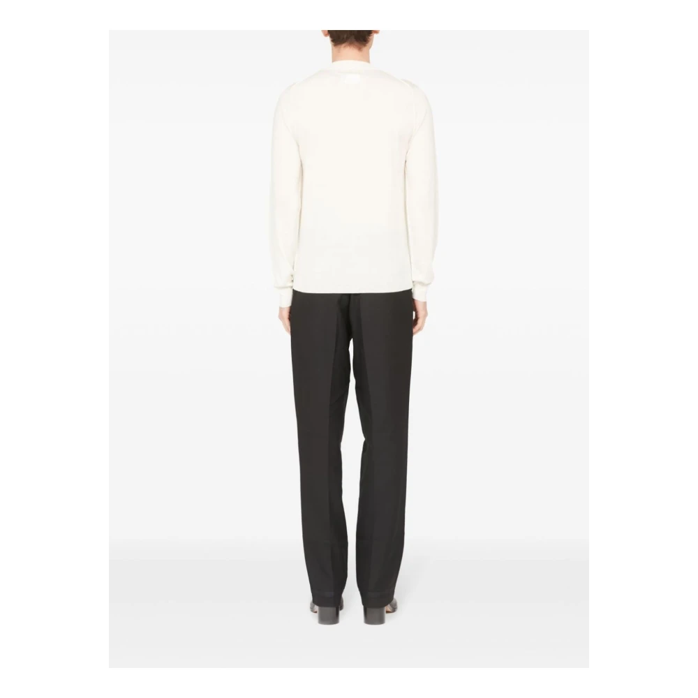 Maison Margiela Witte Gebreide Trui met Ribboord White Heren