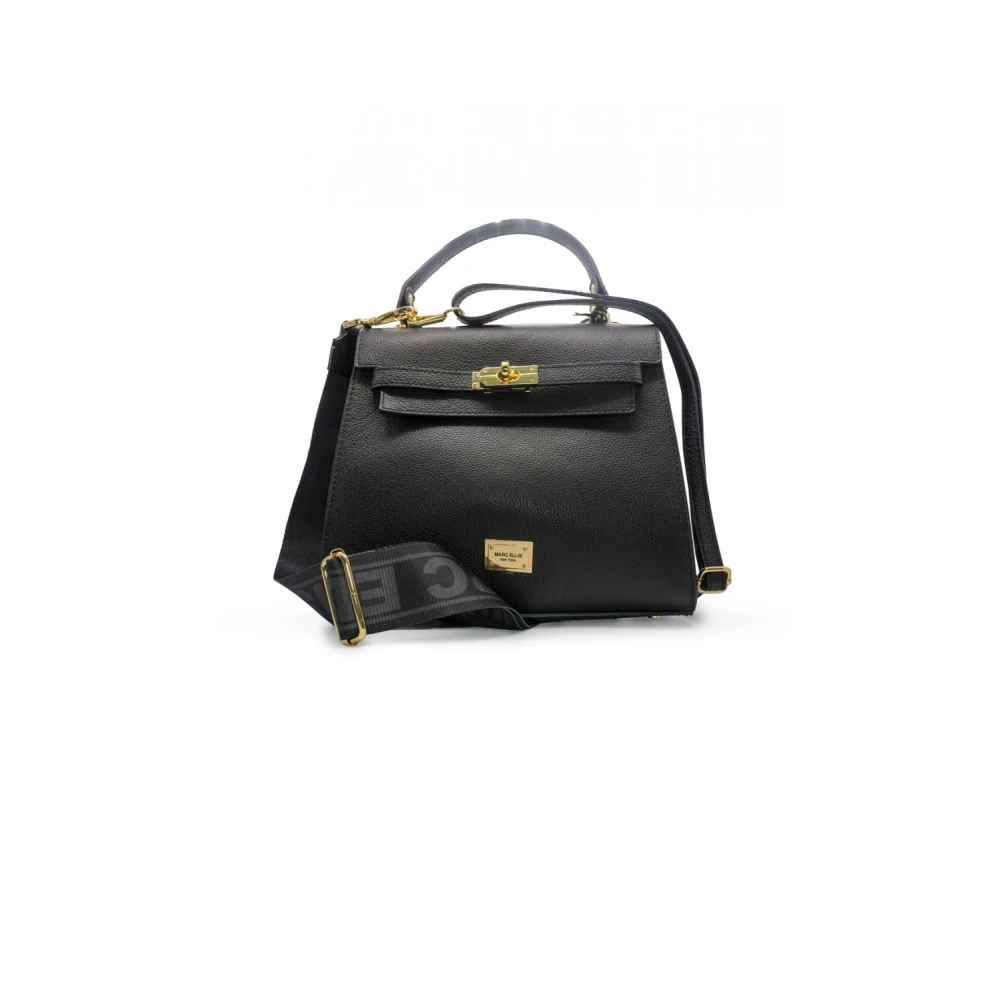 Marc Ellis Zwarte en Gouden Leren Handtas Nashville Black Dames