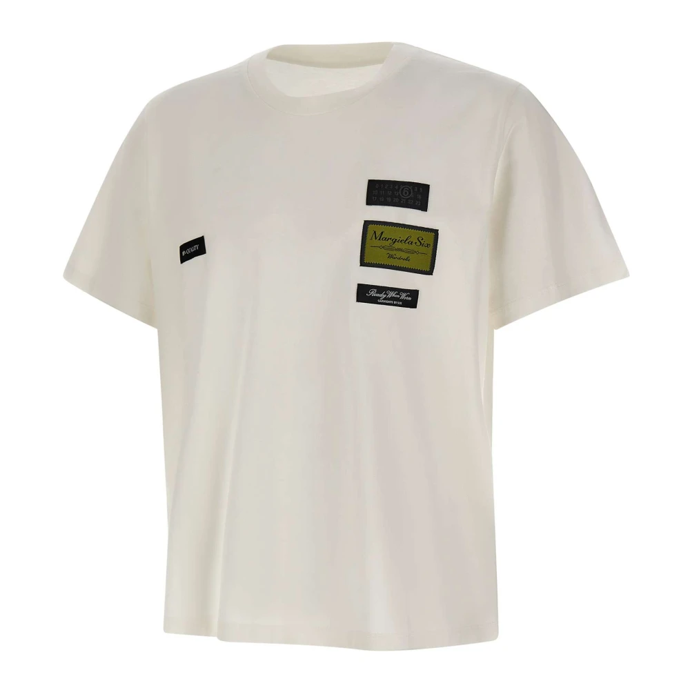 Mm6 Maison Margiela Men's White T-Shirts, L, Label Patch T-Shirt
