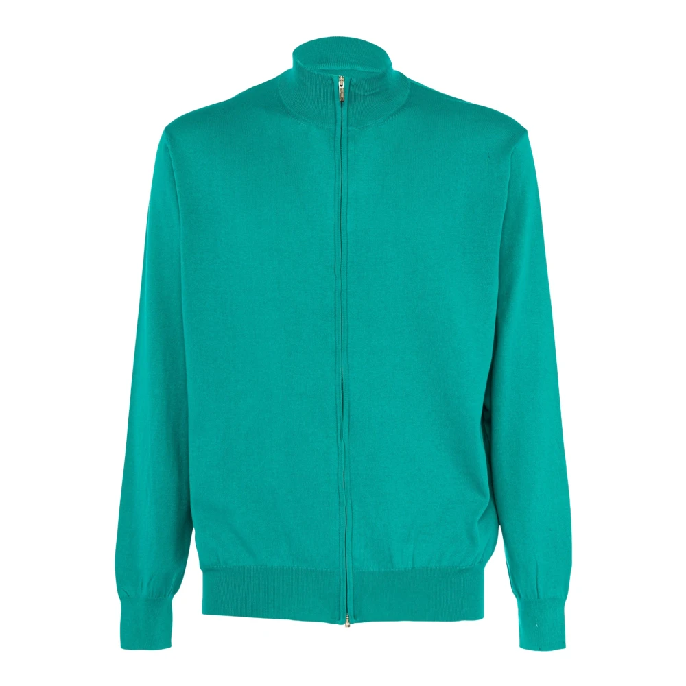 Cashmere Company Heren Katoenen Trui met Rits Green Heren