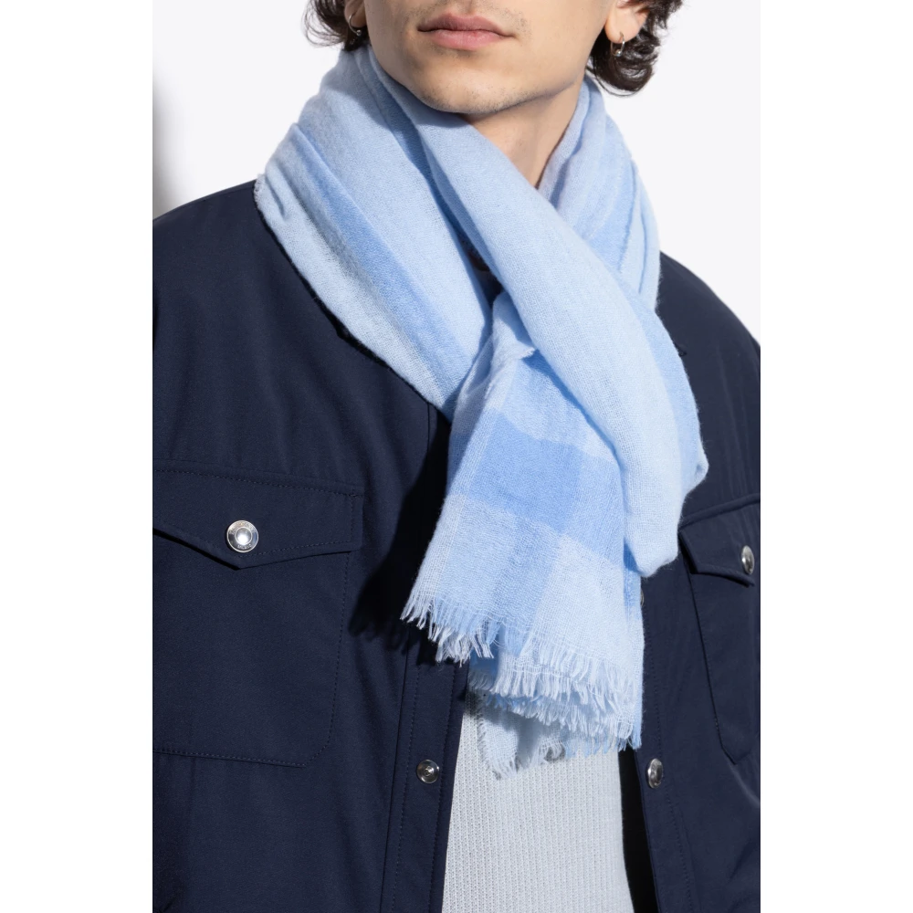 Moschino Kasjmier sjaal met logo Blue Unisex