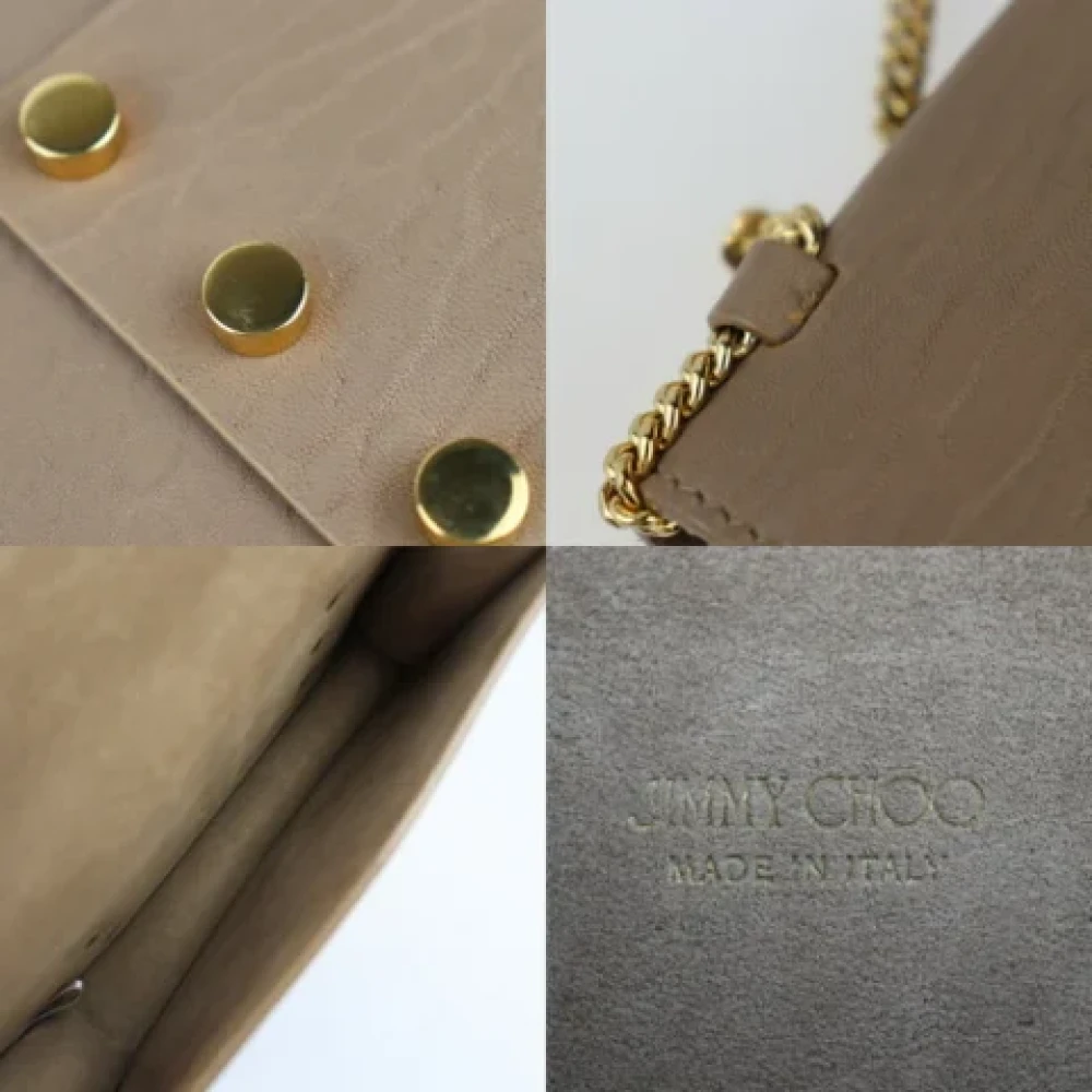 Jimmy Choo Pre-owned Leather clutches Beige Dames