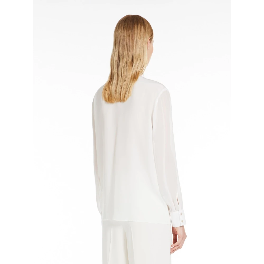 Max Mara Studio Zijden blouse met strik White Dames