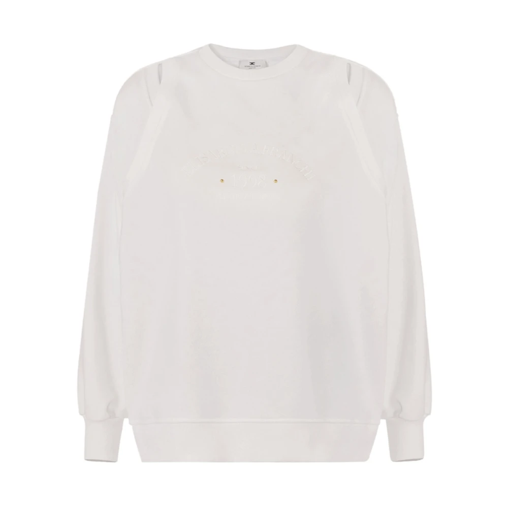 Elisabetta Franchi Beige Jersey Sweatshirt - Female - Sweatshirts - 2XL - Sweatshirts & Hoodies