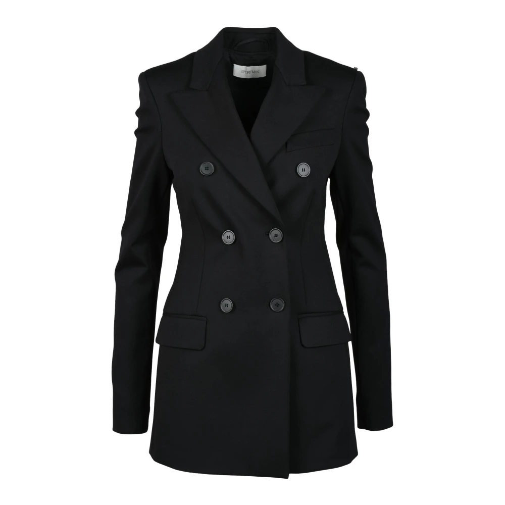 SPORTMAX Stijlvolle Jas in Nylon Elastaan Mix Black Dames