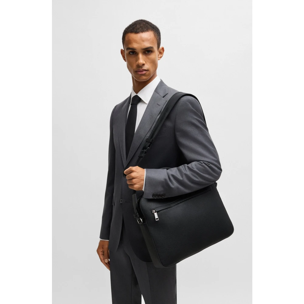 Hugo Boss Zwarte Documententas met Dubbele Rits Black Heren