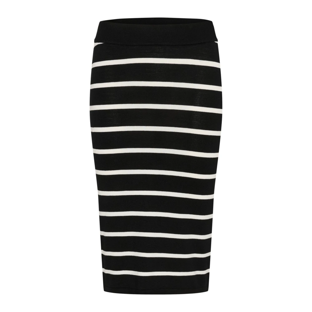 Kaffe Women's Black Striped Knit Skirt /Chalk