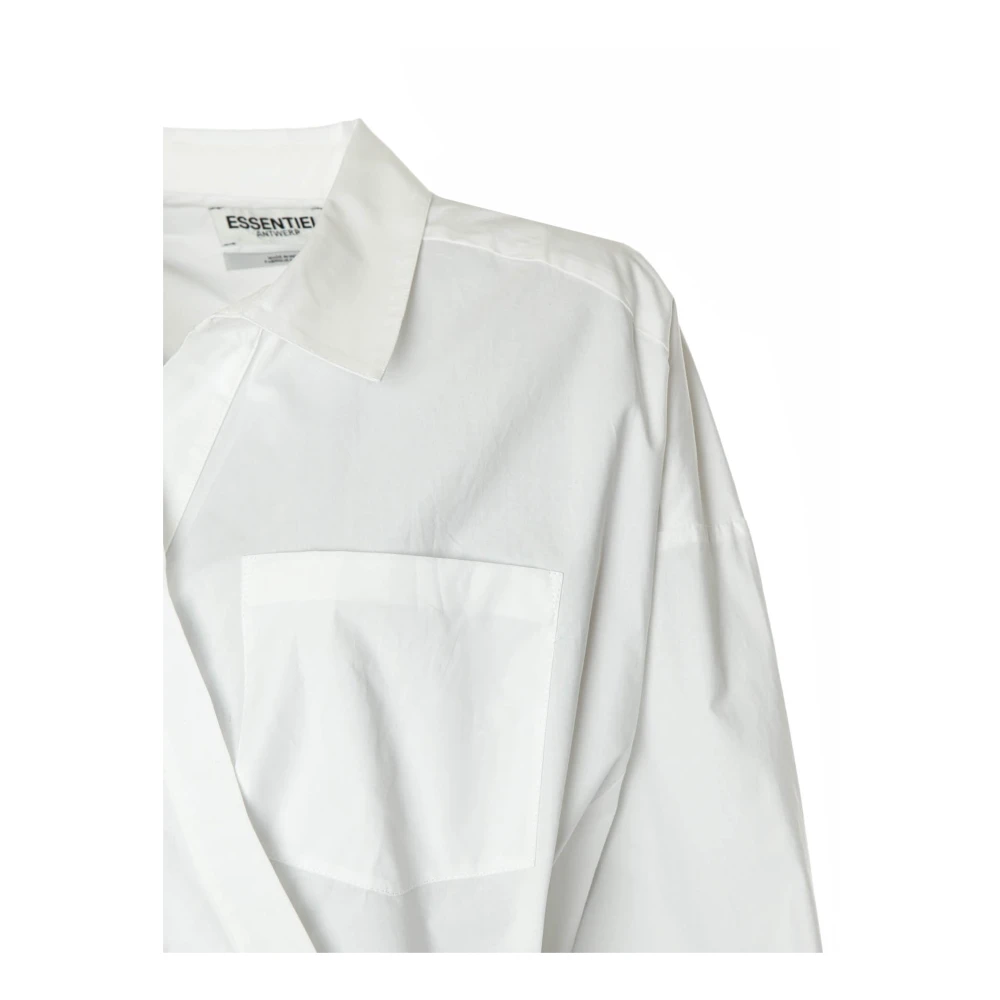 Essentiel Antwerp Wikkelblouse met V-hals en puntkraag White Dames