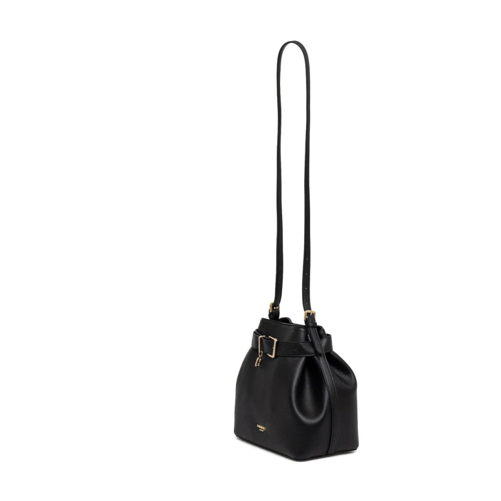 Twinset Zwarte Schoudertas met Logostempel Black Dames