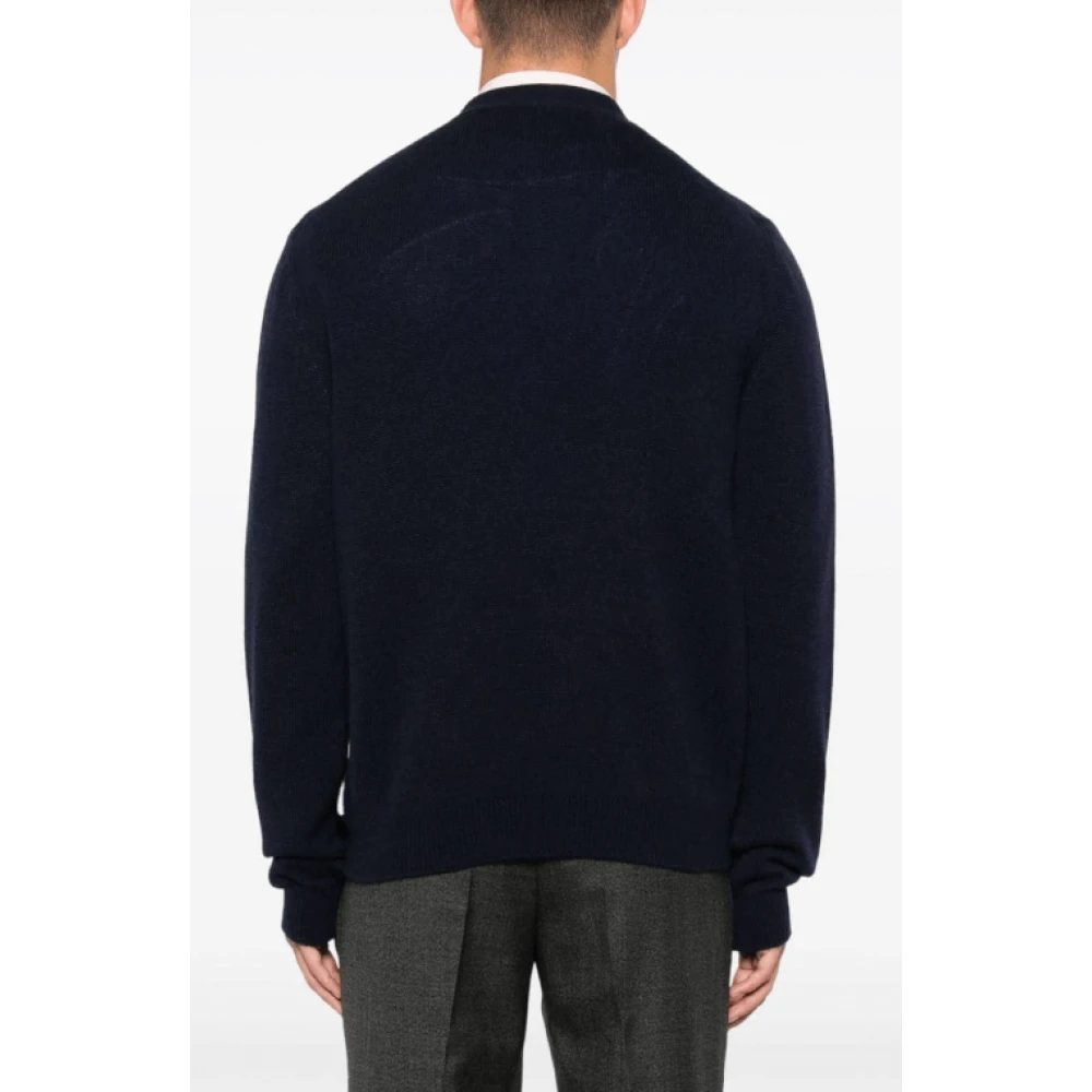 Gucci Middernachtblauwe kasjmier cardigan met web-streep detail Blue Heren