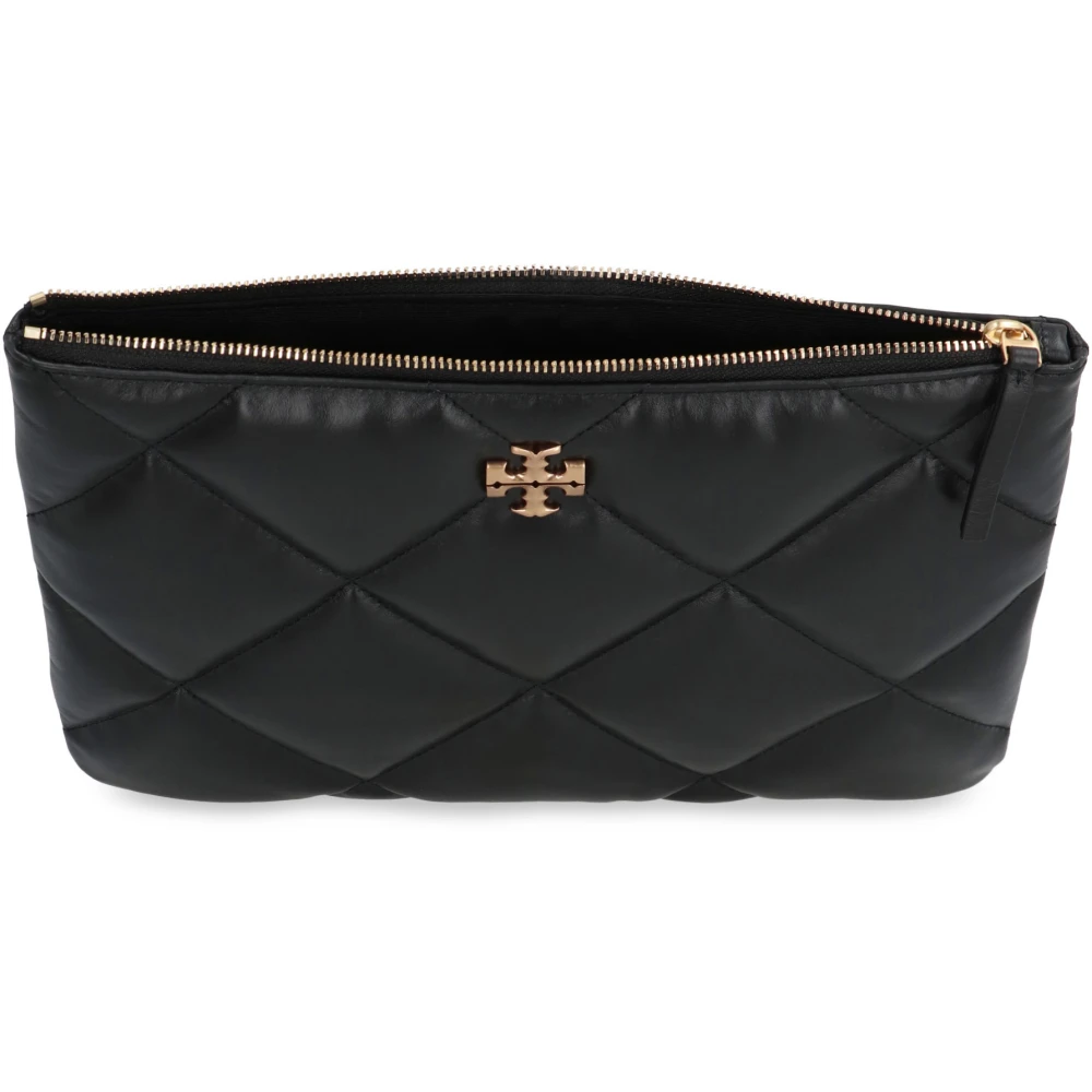 TORY BURCH Gewatteerde Leren Clutch met Ritssluiting Black Dames