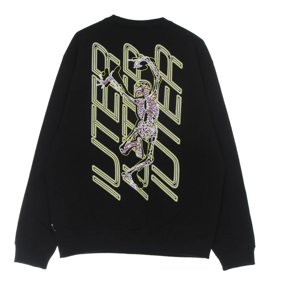 Iuter Zwarte Skeleton Crewneck Sweatshirt Lange Mouw Black Heren