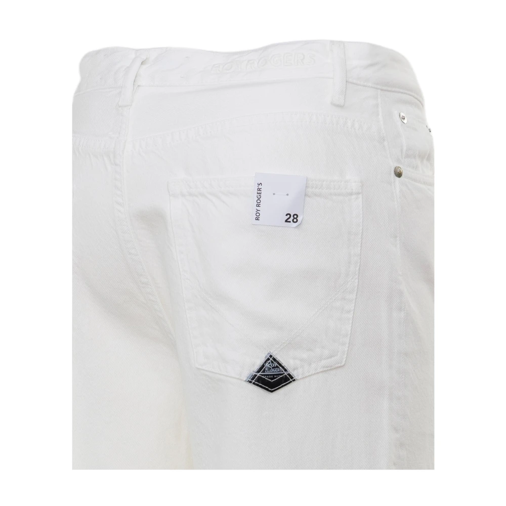 Roy Roger's Witte Wide Leg Cropped Jeans White Dames
