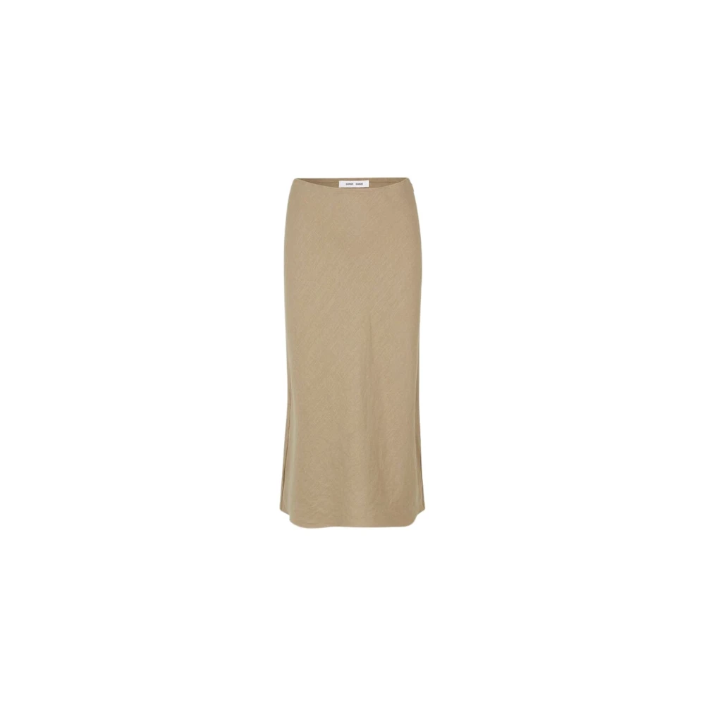 Samsøe Ecovero Chinchilla Rok Midi Elastisch Beige Dames