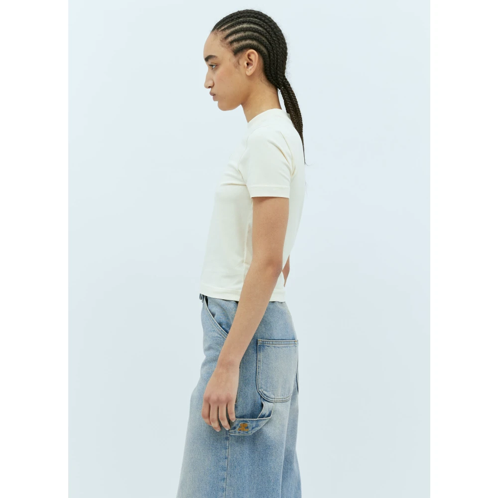 Jacquemus Katoenen Jersey Hoge Hals T-Shirt Beige Dames