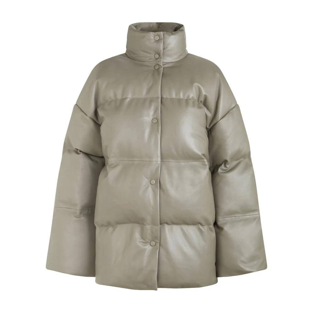Samsøe Leren jack met hoge kraag Gray Dames