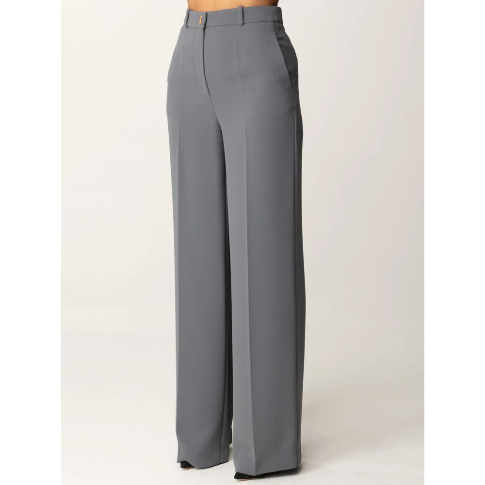 Elisabetta Franchi Grijze Palazzo Broek Rechte Pijp Gray Dames