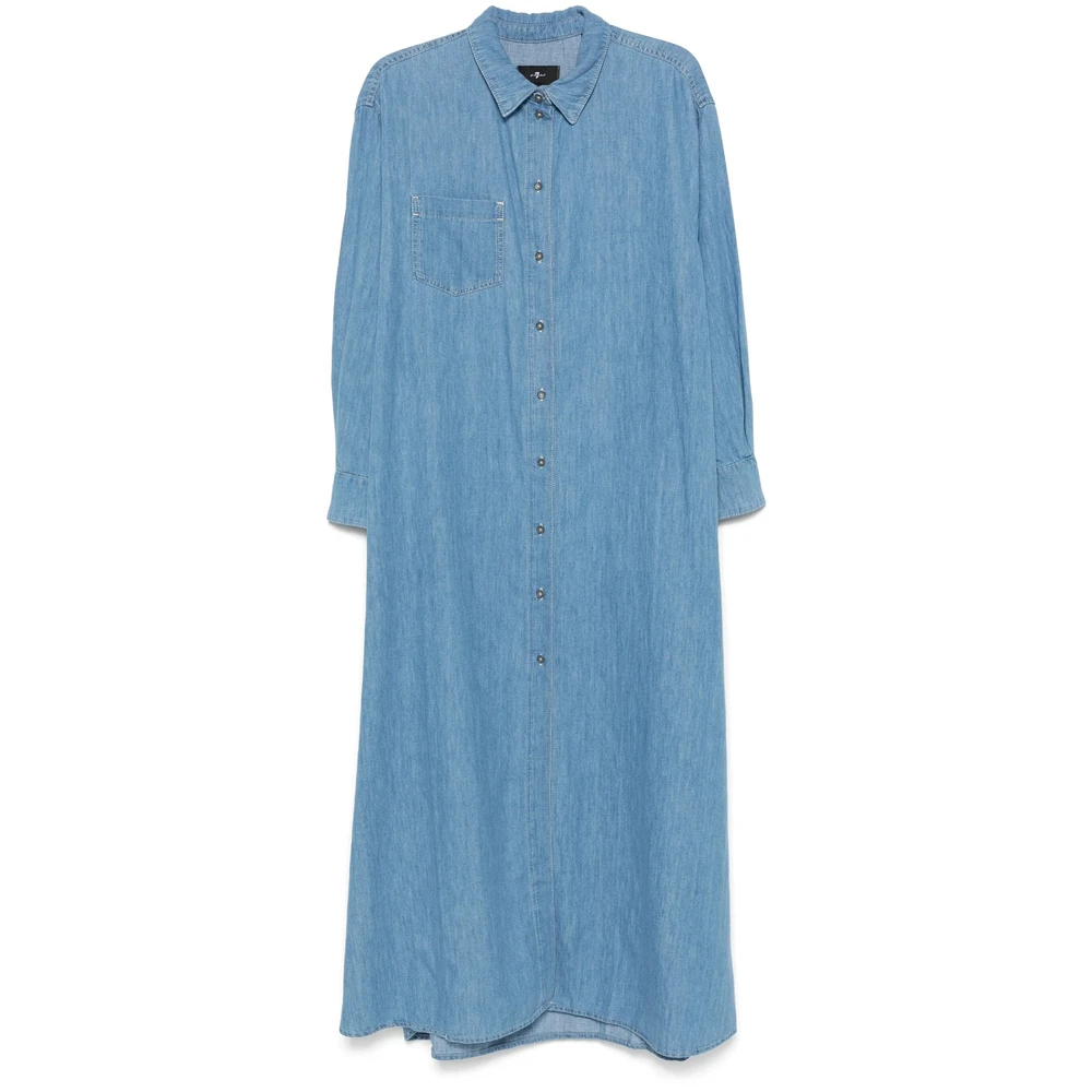 7 For All Mankind Indigo Blauwe Jurk met Zak Blue Dames