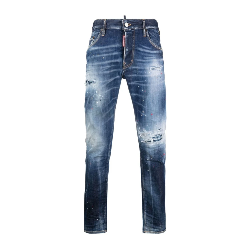 Dsquared2 Blå Distressed Slim-Fit Jeans Blue, Herr