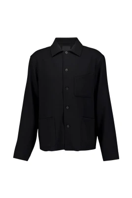Svart ull overshirt med fickor