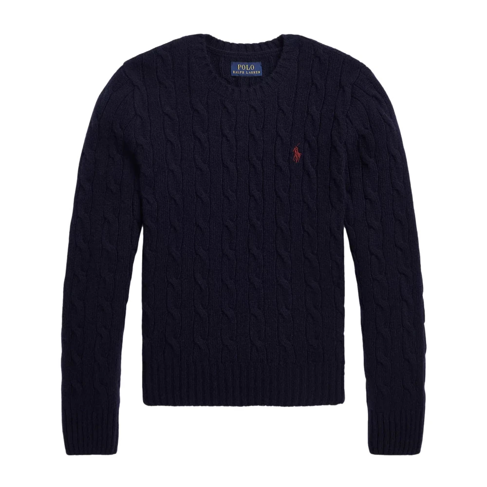 Ralph Lauren Girls Blue Crewneck Cable Knit Jumper - Kids Knitwear - 10 Y - Kids