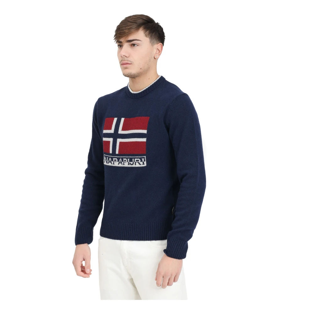 Napapijri Noorse Vlag Trui Silvretta Blauw Blue Heren