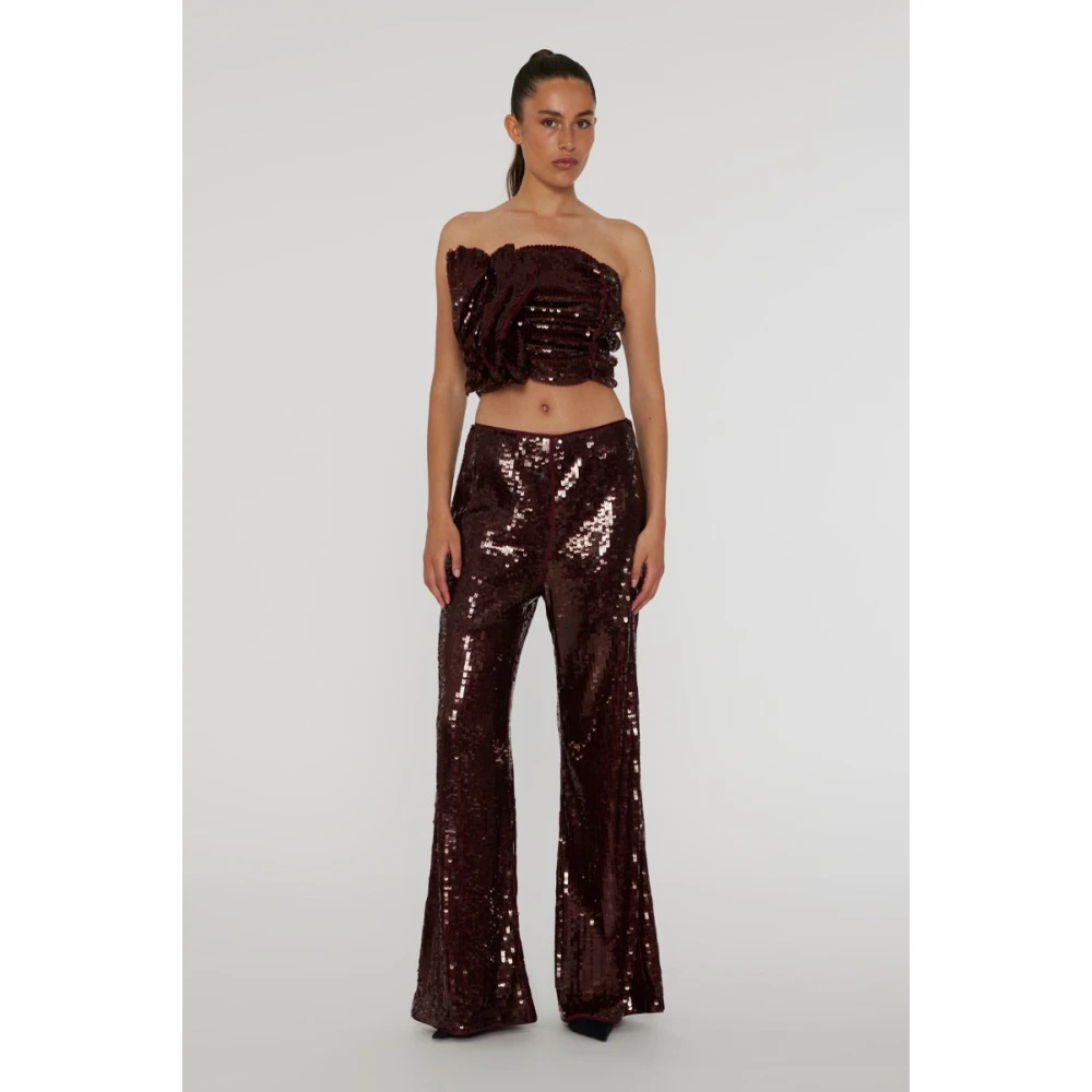 Rotate Birger Christensen Bordeaux Pailletbroek Brown Dames