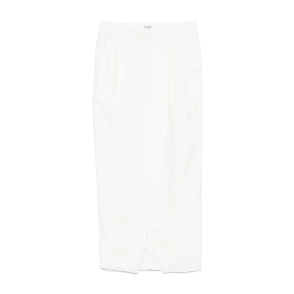 BRUNELLO CUCINELLI Beige Rok met Zakken en Split Beige Dames