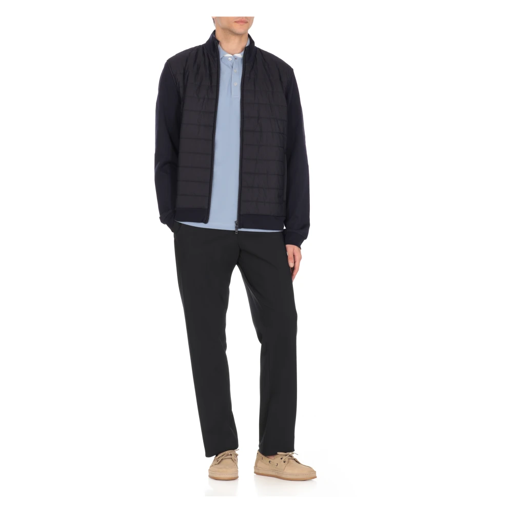 Fay Blauwe Bimateriaal Hoge Hals Sweater Blue Heren