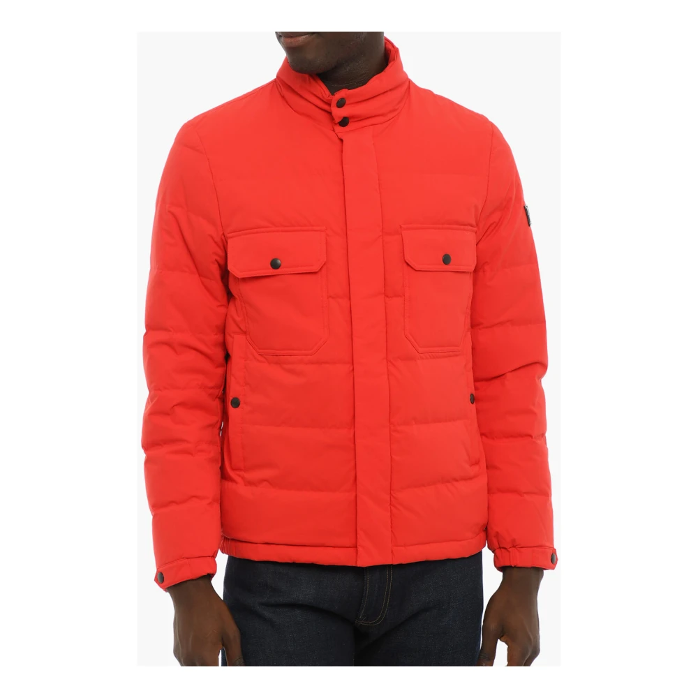 Woolrich Stag Donsjack Marine Scarlet Rits Red Heren